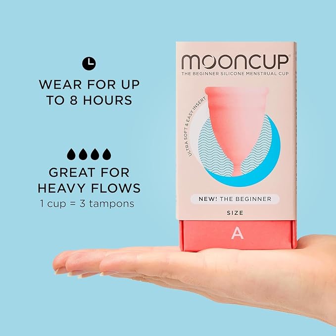 Mooncup® Beginner Menstrual Cup, Reusable, Ultra Soft & Easy Insert, Great for Heavy Flow Periods, Size A, Age 30+ or Post Vaginal Birth (Pack of 1)