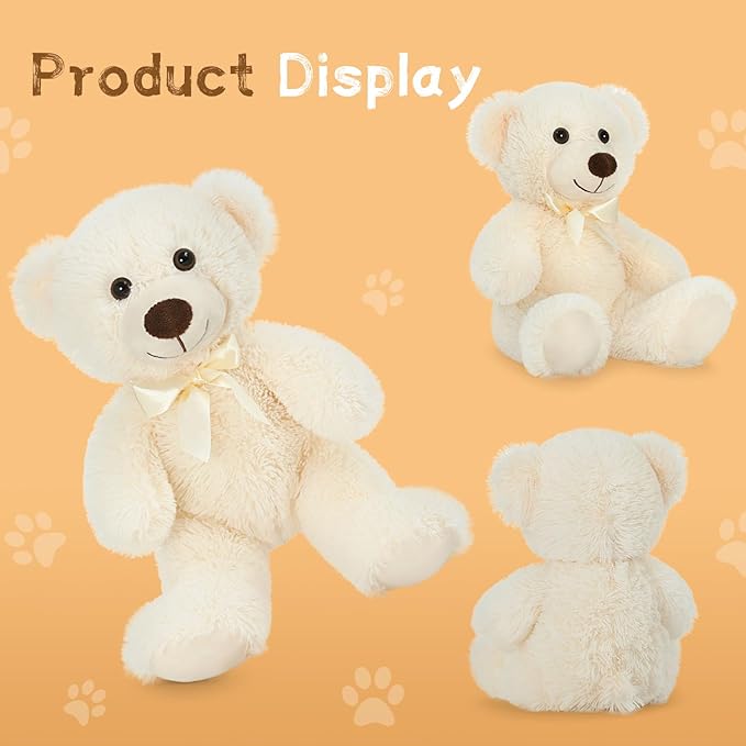 MaoGoLan 3 Pieces Bulk Teddy Bears Stuffed Animals Baby Shower, Soft Small Beige Stuffed Teddy Bears in Bulk, 13.5" Cuddly Mini Teddy Bears Centerpiece,Wedding,Party,Engagement