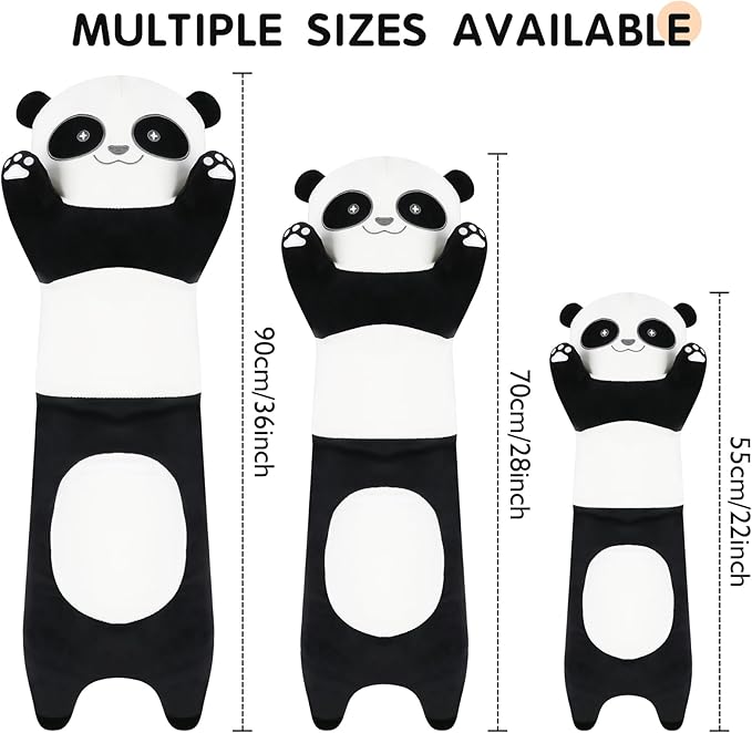 22 Inch Cute Giant Panda Bear Plush Soft Body Pillow Plushies, Large Black Panda Stuffed Animals Toy Doll Gift for Kids Girls and Boys, Birthday