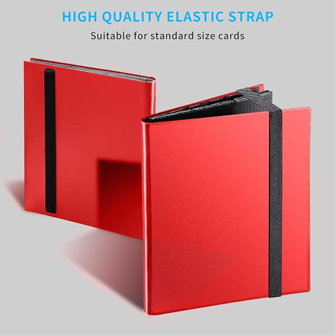 Upgraded 9 Pockets Trading Card Collection Binder, 360 Book Holder Album for Yugioh, MTG, TCG, Magic, Sports Cards - Red