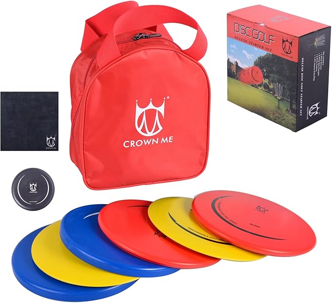 PDGA Approved Disc Golf Set with 6 Discs and Starter Disc Golf Red Bag – Fairway Driver, Mid-Range, Putter Disc