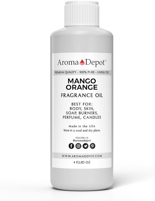 Mango Orange 4 oz. Fragrance Oil I Perfume I Skin Oil I Scented Oil. DIY Projects Such as Candles, Bath Bombs, Body Butters, Creams & Lotions. Few Drops in The Diffuser, Burners, or Warmers.