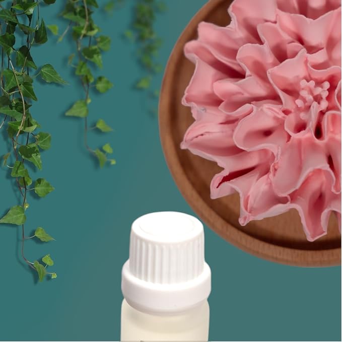 SINT Aroma Diffuser Diatomite Carnation Flower with Wooden Stand | Essential Oil Diffuser with Aromatherapy Fragrant Oil | Diffusers for Home, Oil Diffuser, Room Décor | Pink, Fig Fragrance 10 ML