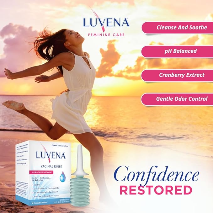 LUVENA Feminine Rinse for Women - Gentle Daily Intimate Rinse - pH Balanced Internal Cleanse - Paraben Free, Glycerin Free - Odor Control and Freshness - 2 Pack, 3oz Bottles