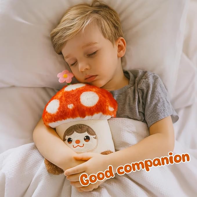 Red Mushroom Plush Pillow Soft Stuffed Animal Toy Cute Mushroom Plush Toy Birthday Christmas Festival Gifts for Kids