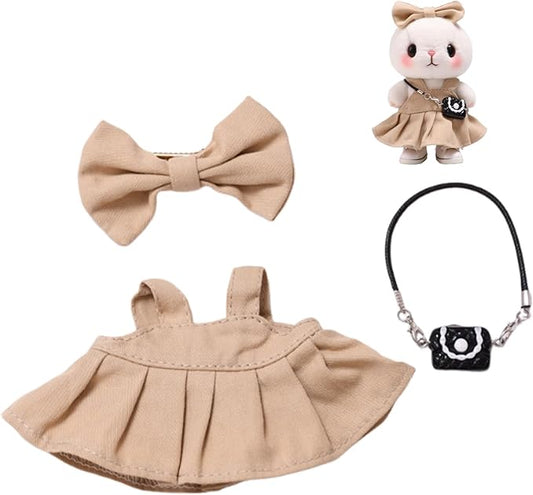 3 Set 17 cm Doll Clothes - 6.7 Inches Cute Dolls Dress - Premium Fashion Accessories, Doll Clothes+Overalls+Glasses Style Bundle,Gifts for Lovers (Style-P)