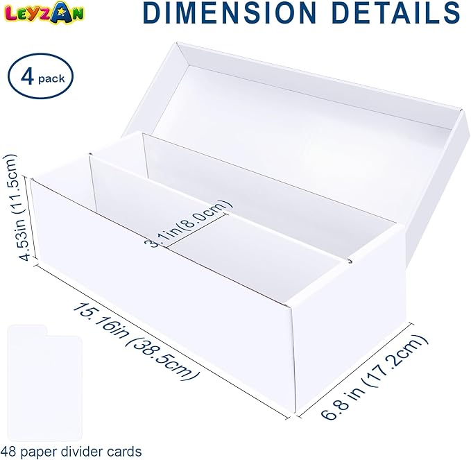 Trading Card Storage Box 4 Pack–1600 Count Cardboard Organizer with Dividers for MTG, TCG, Sports, Toploader