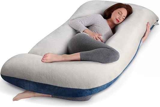 cauzyart Pregnancy Maternity Pillows for Sleeping 55 Inches U-Shape Full Body Pillow Support - for Back, HIPS, Legs, Belly for Pregnant Women with Removable Washable Velvet Cover