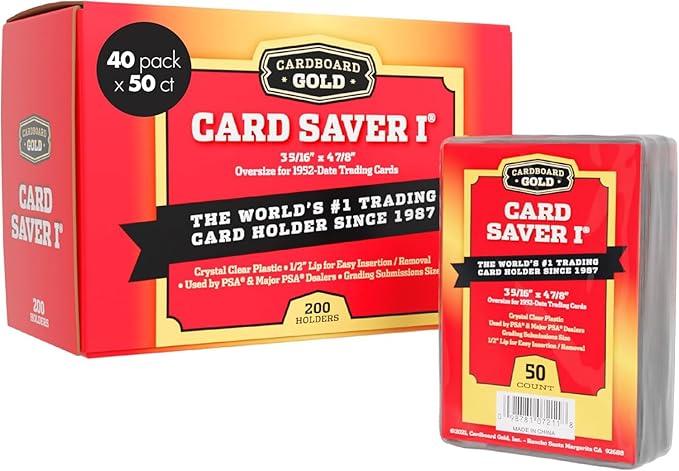 Cardboard Gold Card Saver 1-2000 Count - Semi Rigid Card Holder, Trading Card Protectors - PSA-Approved Cardsaver for Baseball, Trading, Sports Cards - Card Sleeves, Binder, & Storage Box Compatible