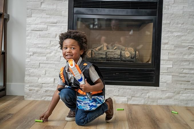 Little Adventures 10 Count Set of Child Blue Camo Tactical Vest Pretend Play and Party Pack for Ages 3-8