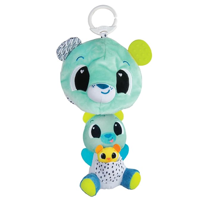Lamaze 3-in-1 Surprise Bear Clip-On Baby Toy Clip and Go Stroller Toys for Home and Travel Sensory and Tummy Time Toys - Ages 0 Months and Up