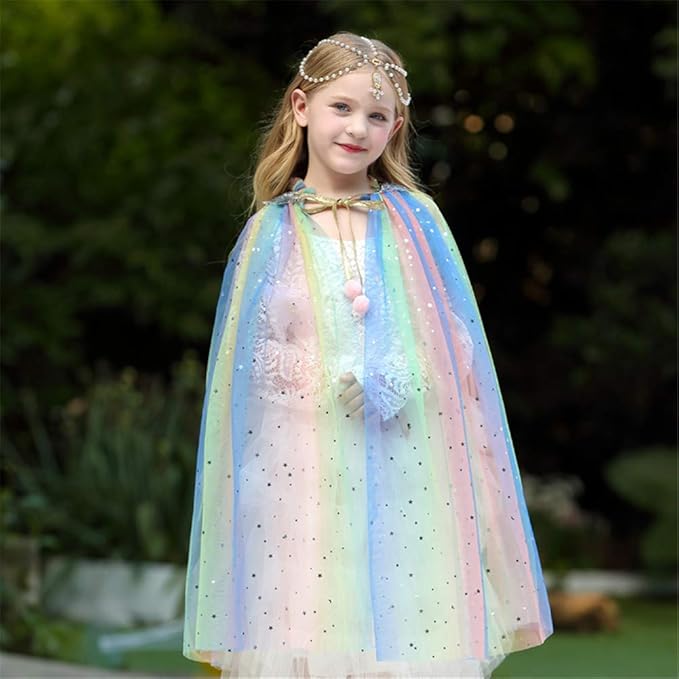 FKKFYY Rainbow Cape Cloak for Girl Princess