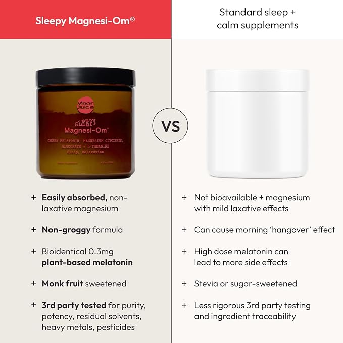 Moon Juice Sleepy Magnesi-Om - Sleep Supplement Powder with Magnesium Glycinate, L-Theanine & Plant-Based Melatonin, Sugar-Free Bedtime Drink Mix for Deep Sleep w/o Grogginess, Cherry, 35 Servings