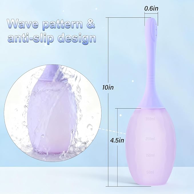 Enema Bulb Douches Anal Cleanse - Enema Product with Bendable Silicone Nozzles for Men Women, Shower Douche Anti Backflow Enema Kit with Lube, Anal Cleansing Feminine Care Douche Bottles