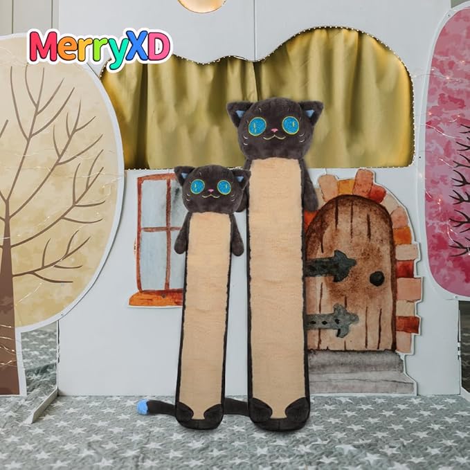 MerryXD Long Cat Plush Kawaii Body Pillow, 36” Cute Black Cat Stuffed Animals Soft Plushies, Big Eyes Kitten Plush Toys Throw Pillow Doll Gift for Girlfriend,Birthday,Christmas,Halloween