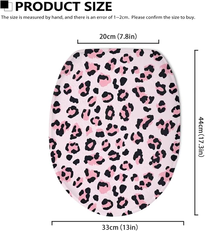 Leopard Print Toilet Seat Covers for Bathroom Pink Leopard Print Toilet Seat Cushion Cover Replacement for Bathroom Decor Machine Washable Toilet Lid Cover Elongated,Easy to Clean