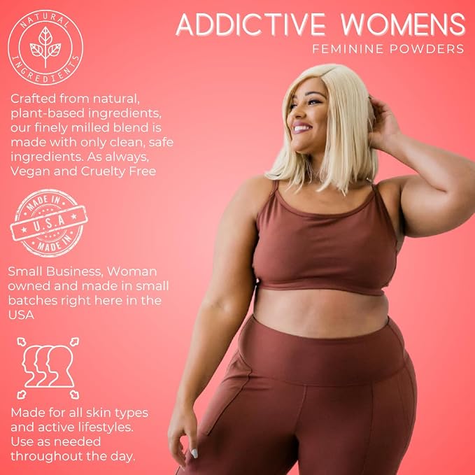 Addictive Womens Feminine Powder | Absorb Sweat | Fight Friction and Chaffing | Prevents Odor | Made from Natural Ingredients | Made in the USA (Vanilla)