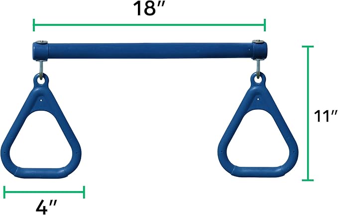 Jungle Gym Kingdom Swing Sets for Backyard, Monkey Bars & Swingset Accessories - Set Includes 18" Trapeze Swing Bar & 48" Heavy Duty Chain with Locking Carabiners - Outdoor Play Equipment (Blue)