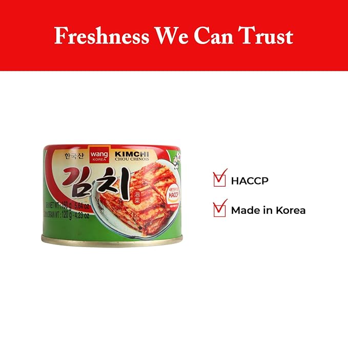 Wang Korean Canned Kimchi – Authentic Fermented Napa Cabbage with Gochugaru | Multi-Purpose Kimchi Rich in Probiotics | Spicy Korean Flavor | 5.64 oz, Pack of 1