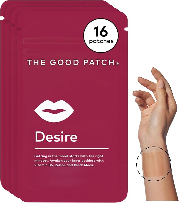 The Good Patch Desire Sexual Wellness Patches, Get in the Mood, Natural with Vitamin B6, Reishi, Black Maca, Plant Powered Wearable Wellness, Botanical and Vitamin (16 Total Patches)