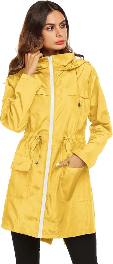 Lomon Women Waterproof Lightweight Rain Jacket Active Outdoor Hooded Raincoat
