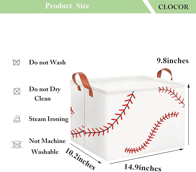 CLOCOR Rectangular Storage Basket Empty,Waterproof Storage Bin with Handles(Baseball Stitching)