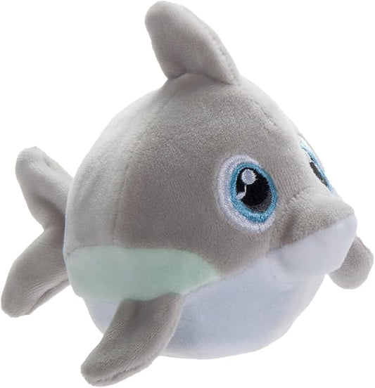 The Petting Zoo Dolphin Stuffed Animal Plushie, Gifts for Kids, Squishiez Sealife Animal Squeeze Toy, Grey Dolphin Plush Toy, 3 inches