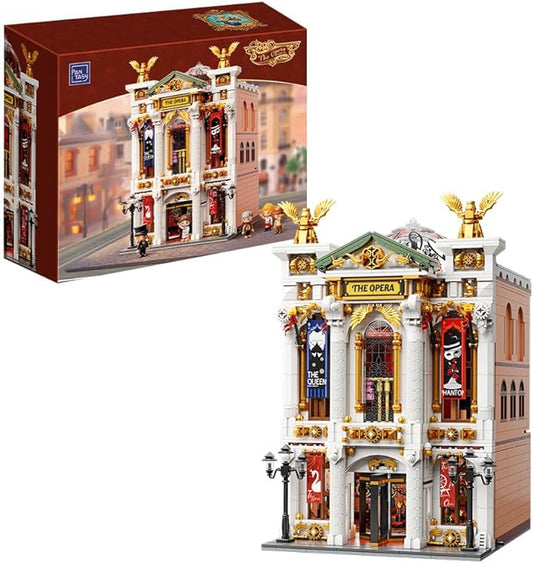Vintage European Grand Theater Building Set-Modular Model with Crystal Chandelier, Transparent Dome&Expandable Street Scenes Retro Collectible Theater Architecture for Adults &Home Décor Gift
