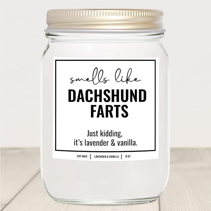 You Nique Designs, Dachshund Candle, 8 Oz, Dachshund Gifts for Women, Weiner Dog Gifts, Daschund, Wiener Dog, Daushaund, Dashound, All Natural Soy Vegan Aromatherapy Candles (Lavender & Vanilla)