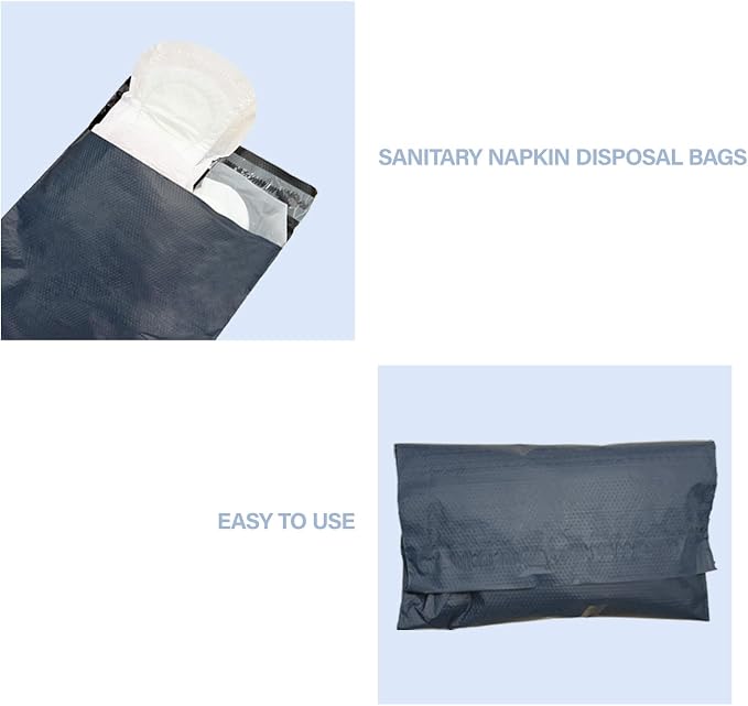 Sanitary Napkin Disposal Bags Set of 100PCS, Self-Sealing Privacy Bags for Sanitary Napkins, Tampons, Pads, Odor-Blocking, Leak-Proof, Opaque Design (Gray)