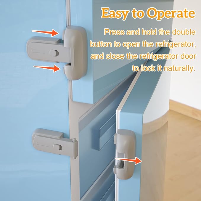 SAFELON 2 Pcs Baby Safety Fridge Lock, Child Proof Refrigerator Freezer Door Lock, Protect Refrigerators with Damaged Sealing Strips (Grey)