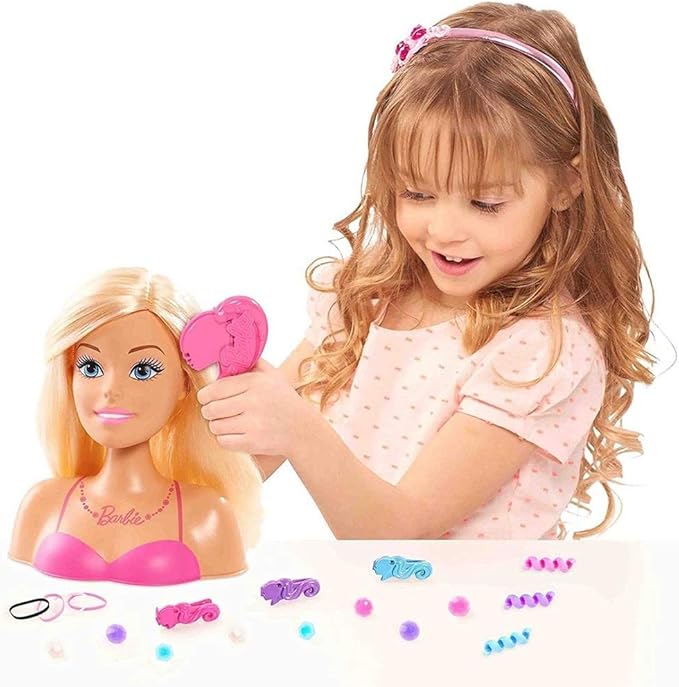 KidPlay Girls Styling Head Doll with Hair Accessories - Barbie