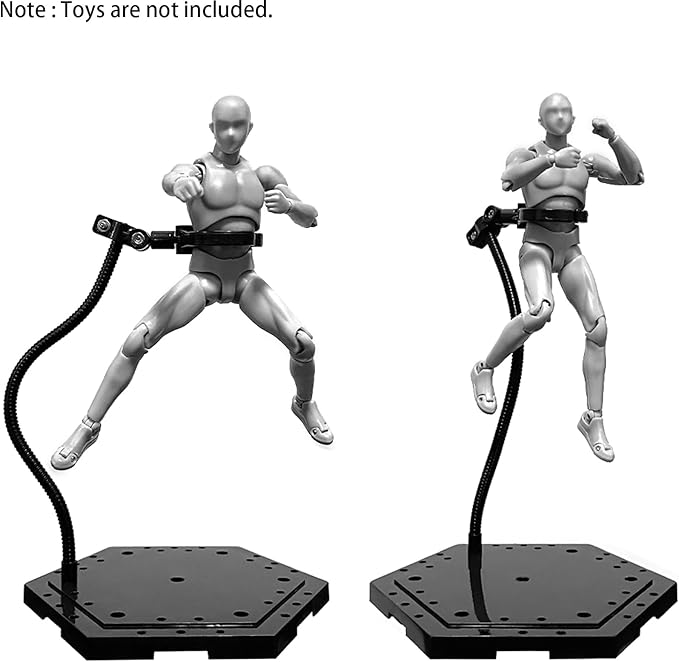 Action Figure Stand with Flexible Metal Arm,Action Figure Pose Display Holder Base,Flight Stands for Action Figures Compatible with HG RG SD SHF Gundam 1/144 Toy with Screwdriver (2Pcs Black)