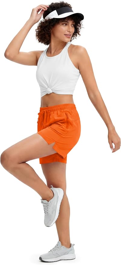 MAGCOMSEN Women's 5" Hiking Shorts UPF 50+ Quick Dry Lightweight Athletic Running Golf Summer Casual Shorts with Pockets