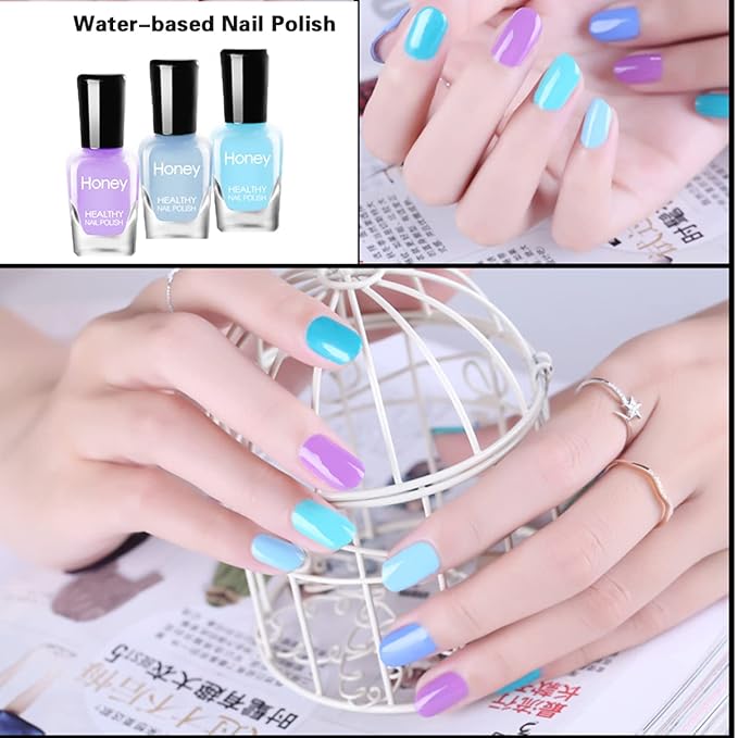 Non Toxic Nail Polish Set, Easy Peel Off and Fast Dry Nail Polish Set for Pack, Eco Friendly & Organic Water Based Nail Polish for Women,Teens
