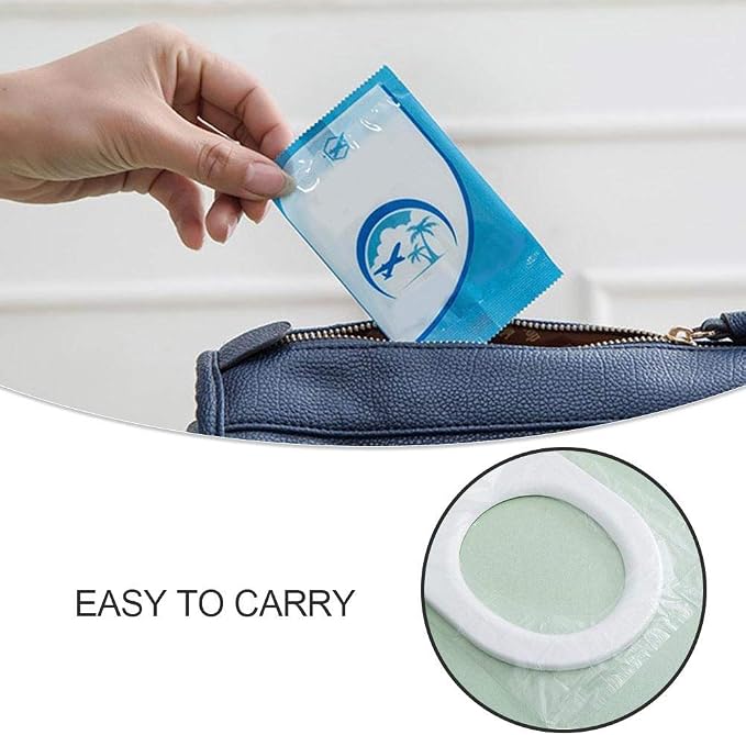 50 PACK Toilet Seat Covers,Disposable Waterproof, Portable Potty Seat Covers for Toddlers, Kids, and Adults, Ideal for Kids Potty Training and Adults,Individually Wrapped for Travel Home, On the Go