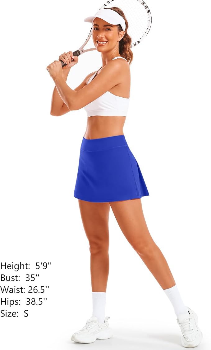 Stelle Women Tennis Skirt High Waisted Athletic Golf Skorts with Pockets | Tummy Control, Built-In Shorts, Deep Pockets, Pleated, Breathable, Lightweight, Tennis, Golf, Pickleball, Running, Workout