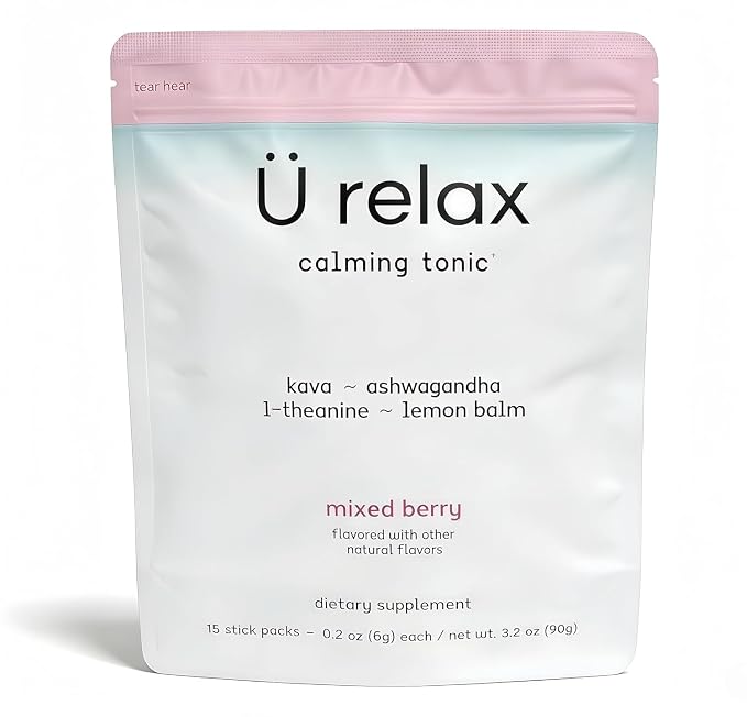 U-Relax Calming Drink Mix – Supports Relaxation & Stress Relief–Mixed Berry Relaxation Powder–15 Single-Serve Packets