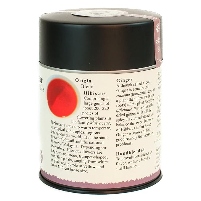 The Tao of Tea,Hibiscus Ginger Tea,Loose Leaf,3.0 Ounce Tin to make 50 cups,(Pack of 2)