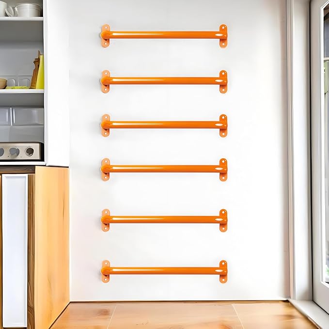 6 Pieces 17 Inch Orange Safety Playground Handles Outdoor - Metal Playset Accessories Handles Swing Sets Attachment Grab Bars, Indoor Kids Ceiling Monkey Bar for Play Structure