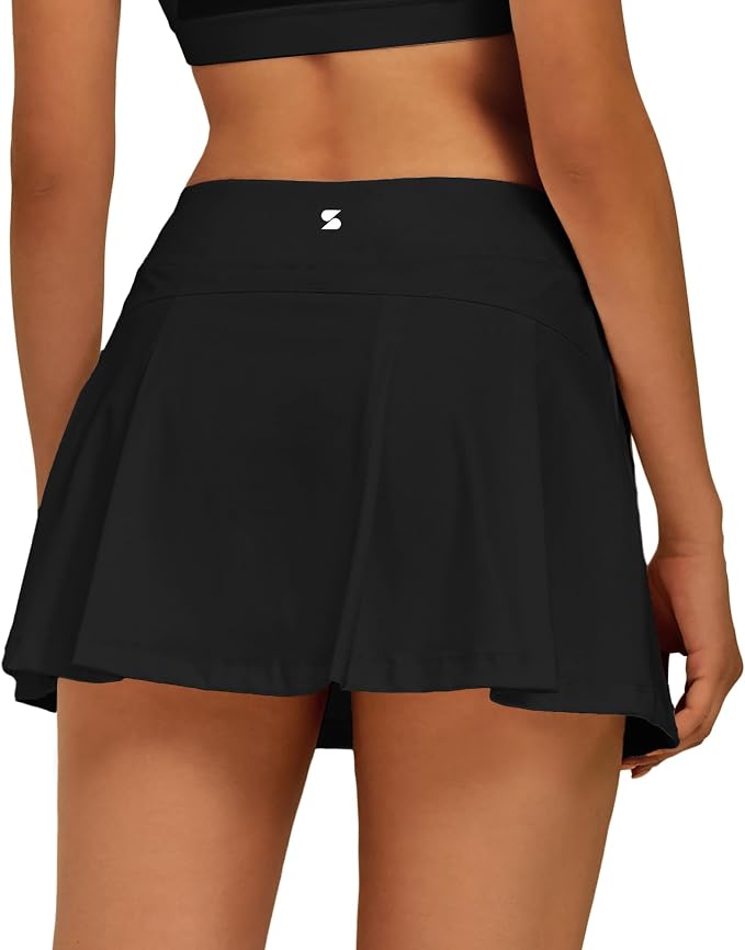 Stelle Women Tennis Skirt High Waisted Athletic Golf Skorts with Pockets | Tummy Control, Built-In Shorts, Deep Pockets, Pleated, Breathable, Lightweight, Tennis, Golf, Pickleball, Running, Workout