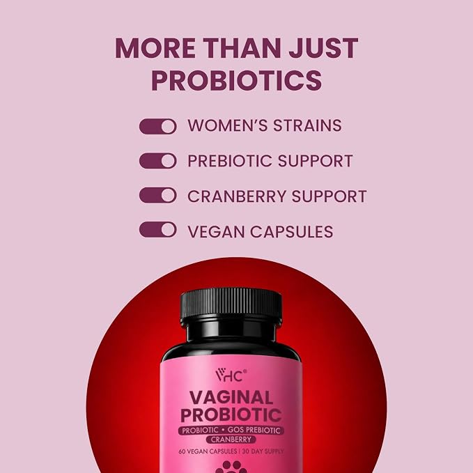 Vaginal Probiotics for Women - pH Balance, Healthy Vaginal Odor & Vaginal Flora Support, Yeast Balance & Feminine Health, Women Probiotics and Prebiotics with Lactobacillus, Immune Support - 60CT
