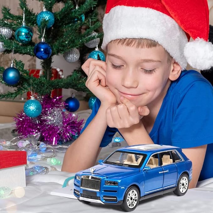 EROCK 1/24 Rolls-Royce Cullinan Model Car, Alloy Die Casting Collectible Pull Back Toy Car with Sound and Light for Kids Boy Girl Birthday Gift