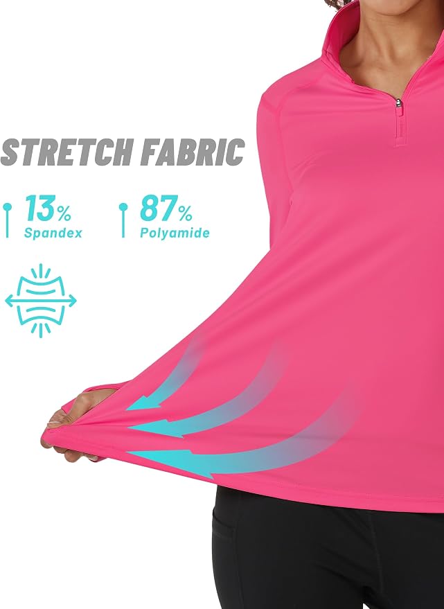 TACVASEN Women's Quarter Zip Sweatshirt Fleece Long Sleeve Workout Pullover | Lightweight Breathable Thermal Fabric,Mock Neck Design,Athletic Tops,Ideal for Gym Running Activities