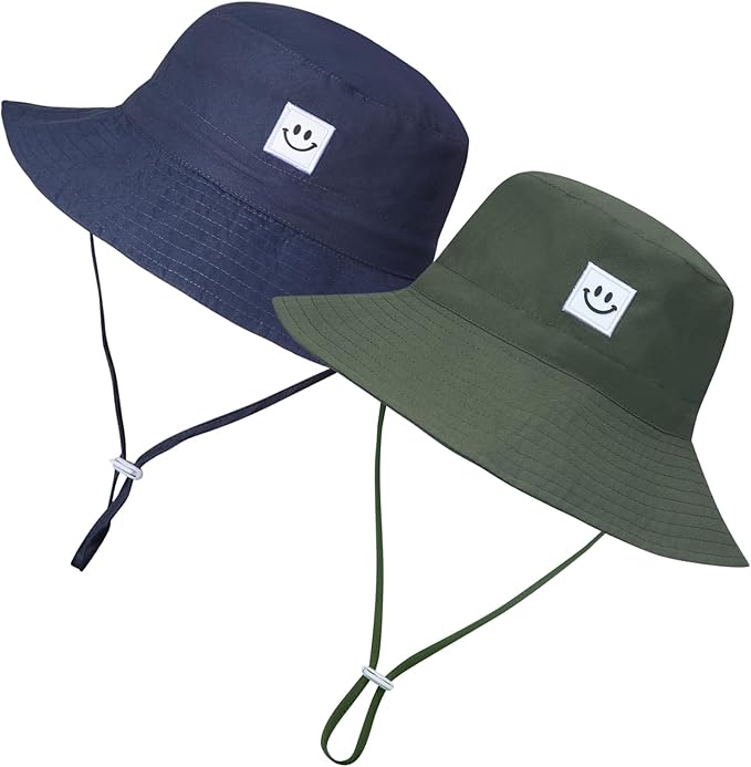 MaxNova Baby Sun Hat Smile Face UPF 50+ Toddler Bucket Hat for Boys Girls 0-7 Years
