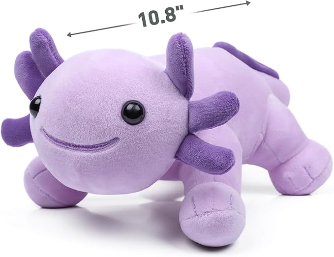Axolotl Plush Toy, 10.8” Soft Cute Axolotl Stuffed Cotton Plush Pillow Kawaii Salamander Animal for Boys Girls Kids Gift (Purple)