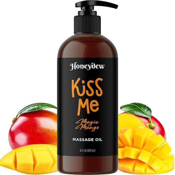 Mango Sensual Massage Oil for Couples - Alluring Tropical Full Body Massage Oil for Date Night and Nourishing Body Moisturizer with Sweet Almond - Vegan Non Greasy & Smooth Gliding Formula (16 Fl Oz)