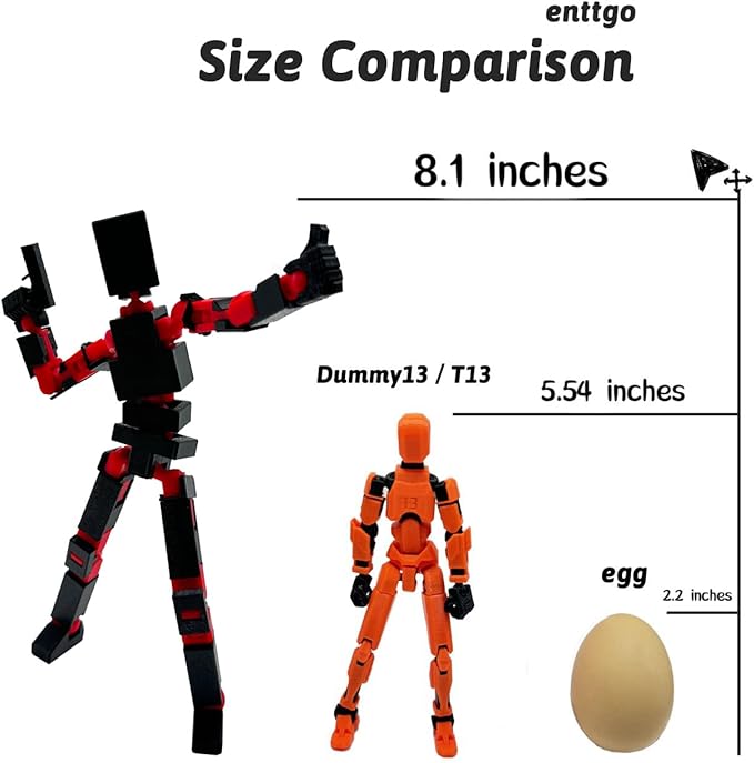 (Assembly Completed) 3D Printed Enlarge Body Size 8.13-inch Action Figure Lucky20, Full Body Mechanical Movable Toy, Multiple Accessories, Desk Decoration (Black)