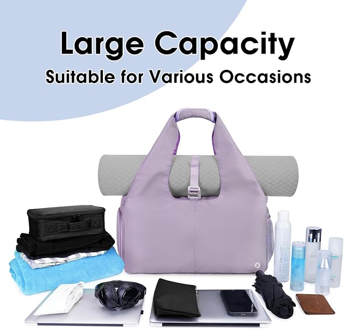 sportsnew Yoga Gym Bags for Women with Shoes Compartment & Wet Dry Storage Pockets & Adjustable Yoga Mat Holder, Patent Pending