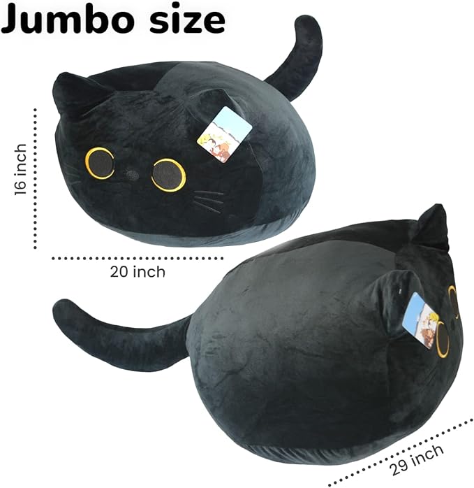 29-inch Jumbo Black Cat Plush Design - Squishy Cuddly & Fun - Ideal Gift for Family Members - Exceptional & Exclusive Size